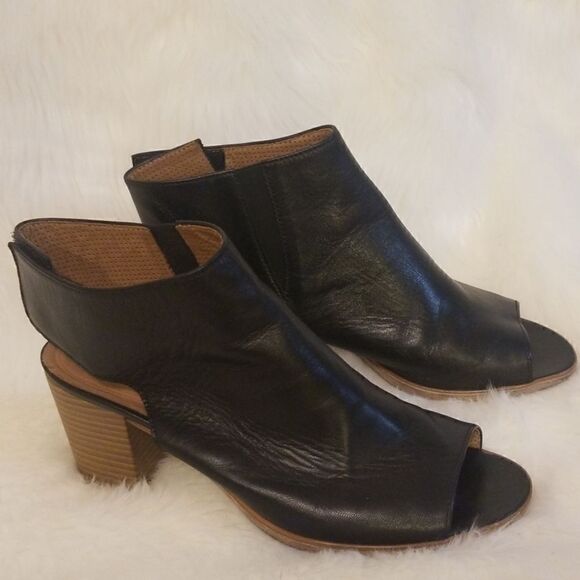 Gabor black leather slingback peep toe heels - Picture 1 of 8